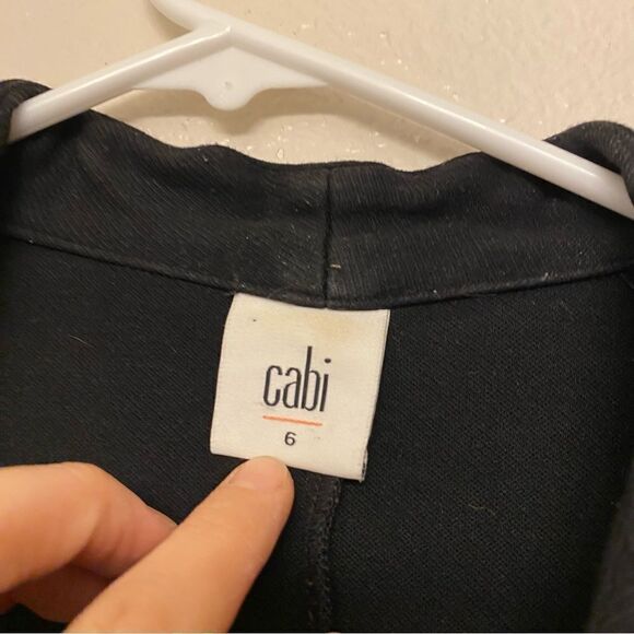 CAbi 3026 Turner Black Ponte knit Collarless one button Blazer jacket Size 6 - Picture 11 of 13